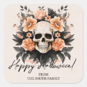 Aangepaste  bloemschedel vierkante sticker (Voorkant)