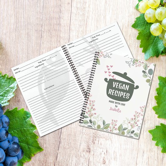 Aangepaste bloemschildering vegan recepten  notitieboek