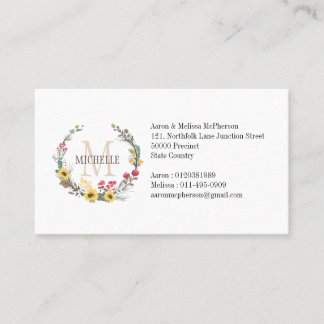 Aangepaste bloesems van Floral Monogram Woodland Visitekaartje