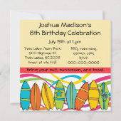 Aangepaste blond Boy Surfer Birthday nodigt uit Kaart (Achterkant)