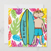 Aangepaste blond Boy Surfer Birthday nodigt uit Kaart (Voorkant)