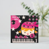Aangepaste blond Girls Rock Star Birthday-uitnodig Kaart (Staand voorkant)