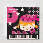 Aangepaste blond Girls Rock Star Birthday-uitnodig Kaart (Voorkant)
