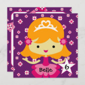 Aangepaste blond lil'Princess Birthday-uitnodiging Kaart (Voorkant / Achterkant)