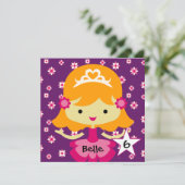Aangepaste blond lil'Princess Birthday-uitnodiging Kaart (Staand voorkant)
