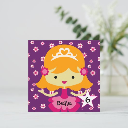 Aangepaste blond lil'Princess Birthday-uitnodiging Kaart (Staand voorkant)