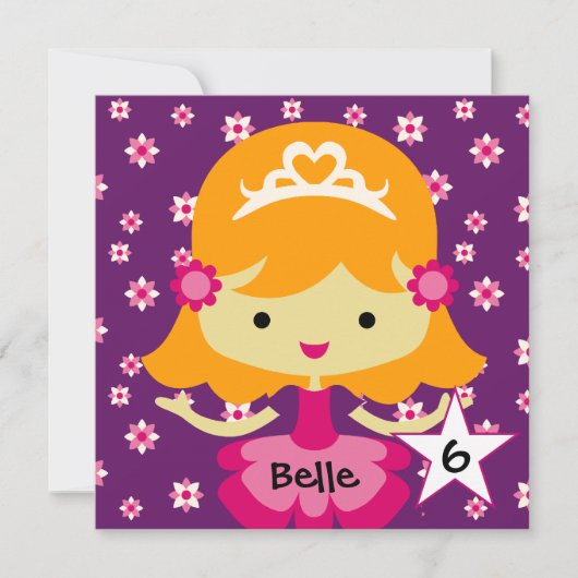 Aangepaste blond lil'Princess Birthday-uitnodiging Kaart (Voorkant)