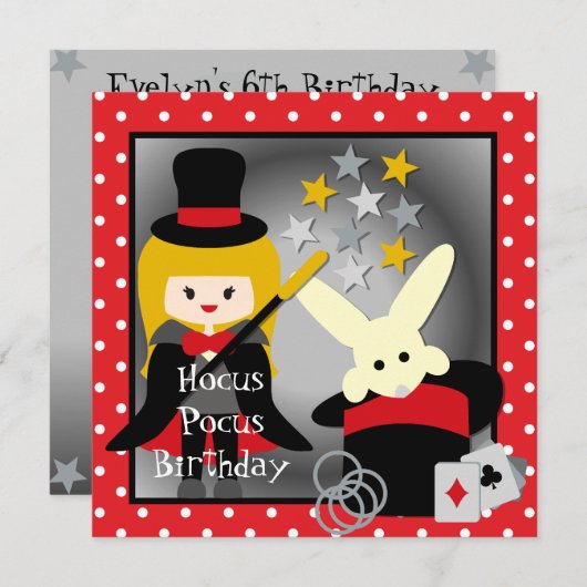 Aangepaste blond meisje Hocus Pocus Birthday Invit Kaart (Voorkant / Achterkant)