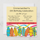 Aangepaste blond meisje Surfer Birthday Invites Kaart (Achterkant)