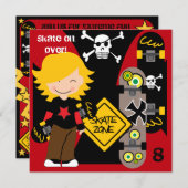 Aangepaste Blond Skateboarden Verjaardag Uitnodigi Kaart (Voorkant / Achterkant)