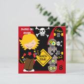 Aangepaste Blond Skateboarden Verjaardag Uitnodigi Kaart (Staand voorkant)