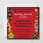 Aangepaste Blond Skateboarden Verjaardag Uitnodigi Kaart (Achterkant)