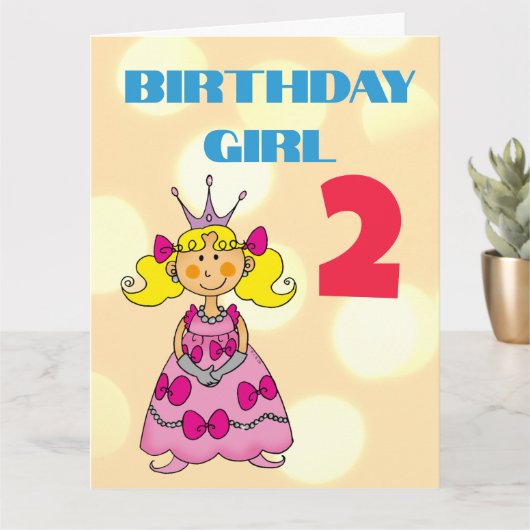 Aangepaste blonde haren 2e verjaardag prinses kaart (Kleine Plant)