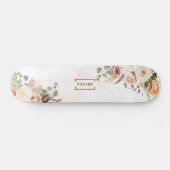 Aangepaste bloom Rustic Floral Monogram Naam Persoonlijk Skateboard (Horizontaal)