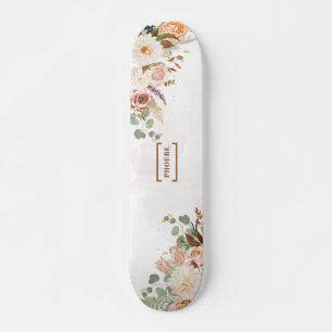 Aangepaste bloom Rustic Floral Monogram Naam Persoonlijk Skateboard