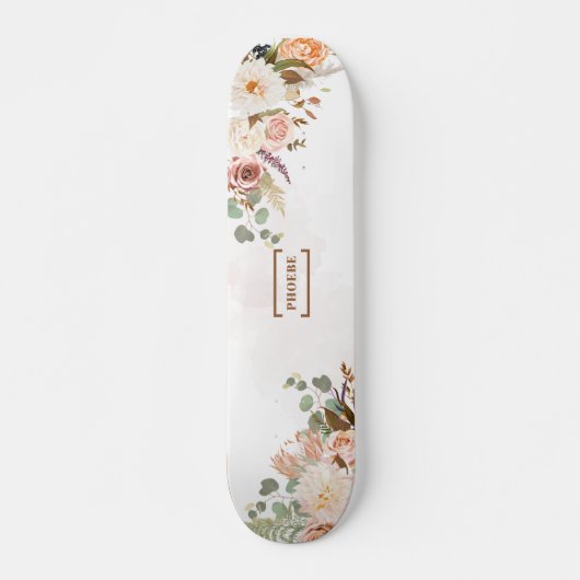 Aangepaste bloom Rustic Floral Monogram Naam Persoonlijk Skateboard (Voorkant)