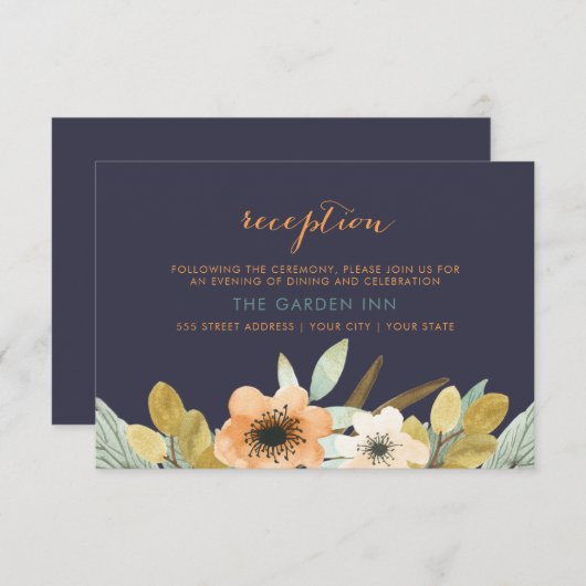 Aangepaste Blooming Waterverf Receptie Kaart (Voorkant / Achterkant)