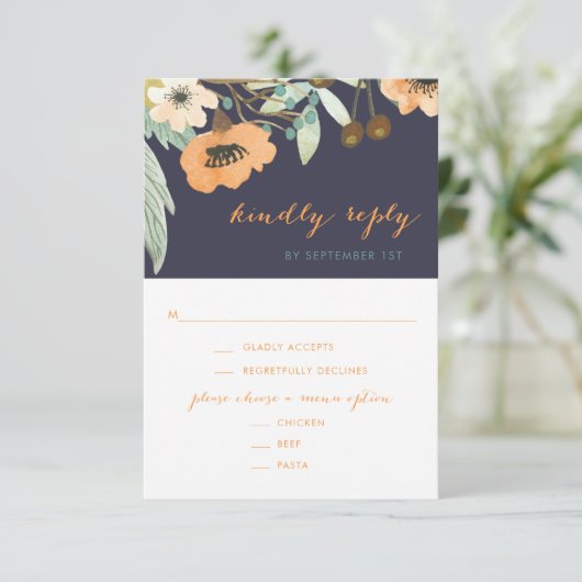 Aangepaste Blooming Waterverf RSVP-kaart RSVP Kaartje (Staand voorkant)