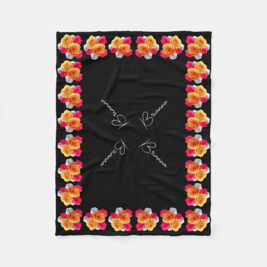 Aangepaste Bloomvormende Rozen Motif Fleece Blanke Deken (Voorkant)