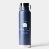 Aangepaste Blue Afstuderen Klasse van 2025 Keepsak Waterfles (Voorkant)