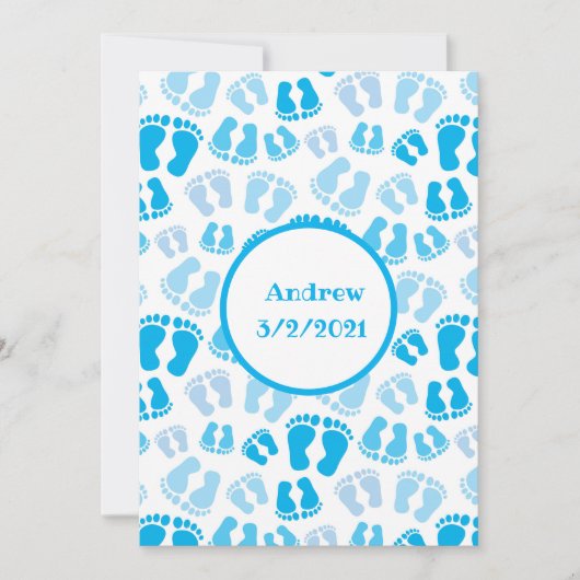 Aangepaste Blue Baby Boy Baby Feet Bedankkaart (Voorkant)