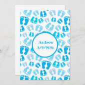 Aangepaste Blue Baby Boy Baby Feet Bedankkaart (Voorkant / Achterkant)