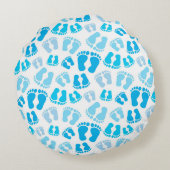 Aangepaste Blue Baby Boy Baby Feet Rond Kussen (Achterkant)