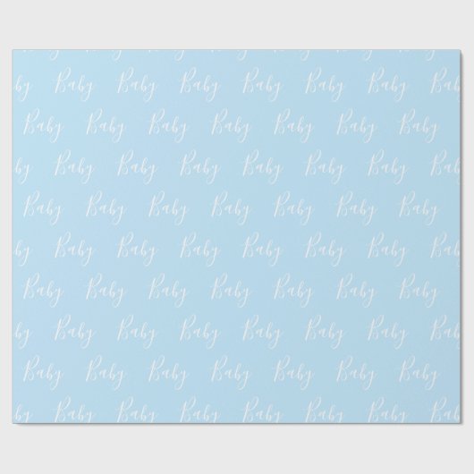 Aangepaste Blue Baby Boy Elegant Script Baby Cadeaupapier (Vlak)