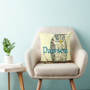 Aangepaste Blue Baby  Owl Pillow Kussen