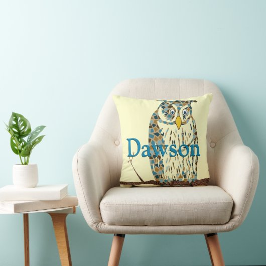 Aangepaste Blue Baby  Owl Pillow Kussen (Stoel)