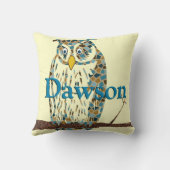 Aangepaste Blue Baby  Owl Pillow Kussen (Achterkant)