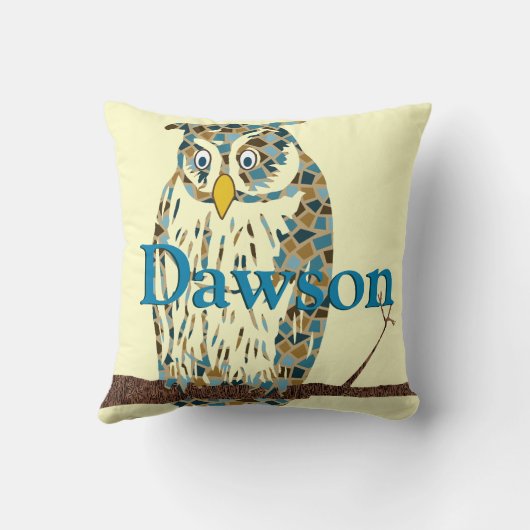 Aangepaste Blue Baby  Owl Pillow Kussen (Achterkant)