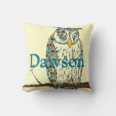 Aangepaste Blue Baby  Owl Pillow Kussen (Voorkant)