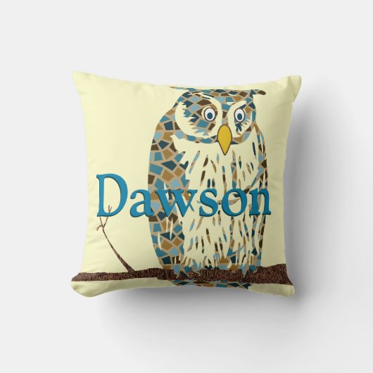 Aangepaste Blue Baby  Owl Pillow Kussen (Voorkant)