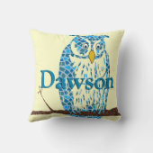 Aangepaste Blue Baby  Owl Pillow Kussen (Achterkant)