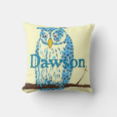 Aangepaste Blue Baby  Owl Pillow Kussen (Voorkant)