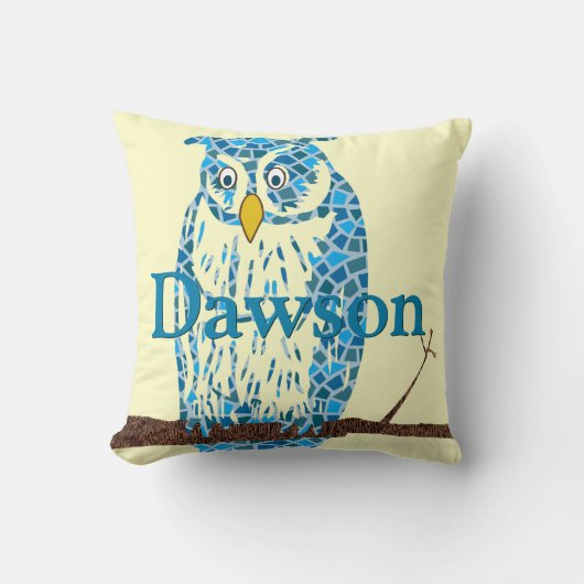 Aangepaste Blue Baby  Owl Pillow Kussen (Voorkant)