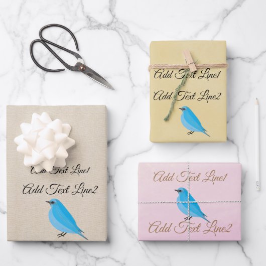 Aangepaste Blue Bird Tanager Waterverf Linnen Vint Inpakpapier Vel (Voorkant)