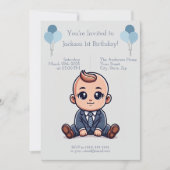 Aangepaste Blue Boss Baby verjaardagsuitnodiging Kaart (Voorkant)