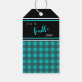 Aangepaste  Blue Buffalo Check Plaid Holiday Cadeaulabel (Voorkant)
