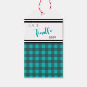 Aangepaste  Blue Buffalo Check Plaid Holiday Cadeaulabel (Voorkant)