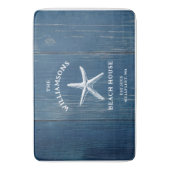 Aangepaste Blue Coastal Starfish Beach House Badmat (Voorkant Verticaal)