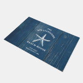 Aangepaste Blue Coastal Starfish Beach House Deurmat (Schuin)