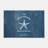 Aangepaste Blue Coastal Starfish Beach House Deurmat (Voorkant)