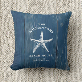 Aangepaste Blue Coastal Starfish Beach House Kussen