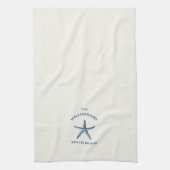 Aangepaste Blue Coastal Starfish Beach House Theedoek (Verticaal)