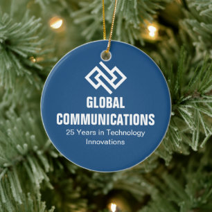 Aangepaste Blue Computer Software Company Kerst Keramisch Ornament
