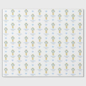 Aangepaste Blue Cross Boy Baptisme Communie Cadeaupapier (Vlak)