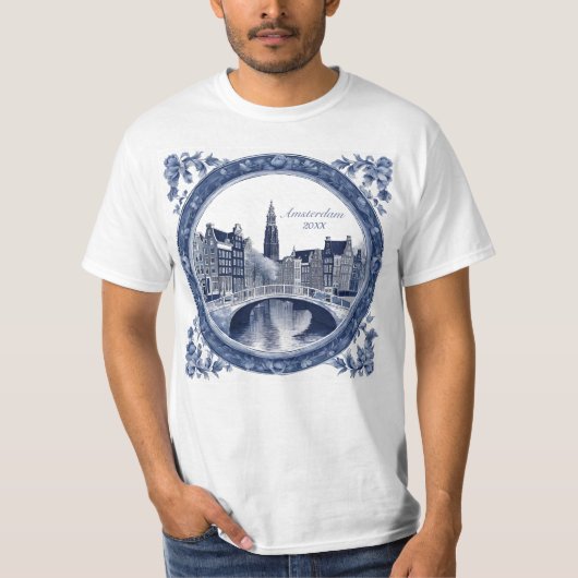 Aangepaste Blue Delft Amsterdam Souvenir T-shirt (Voorkant)