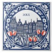 Aangepaste Blue Delft Amsterdam Souvenir Tegeltje (Voorkant)